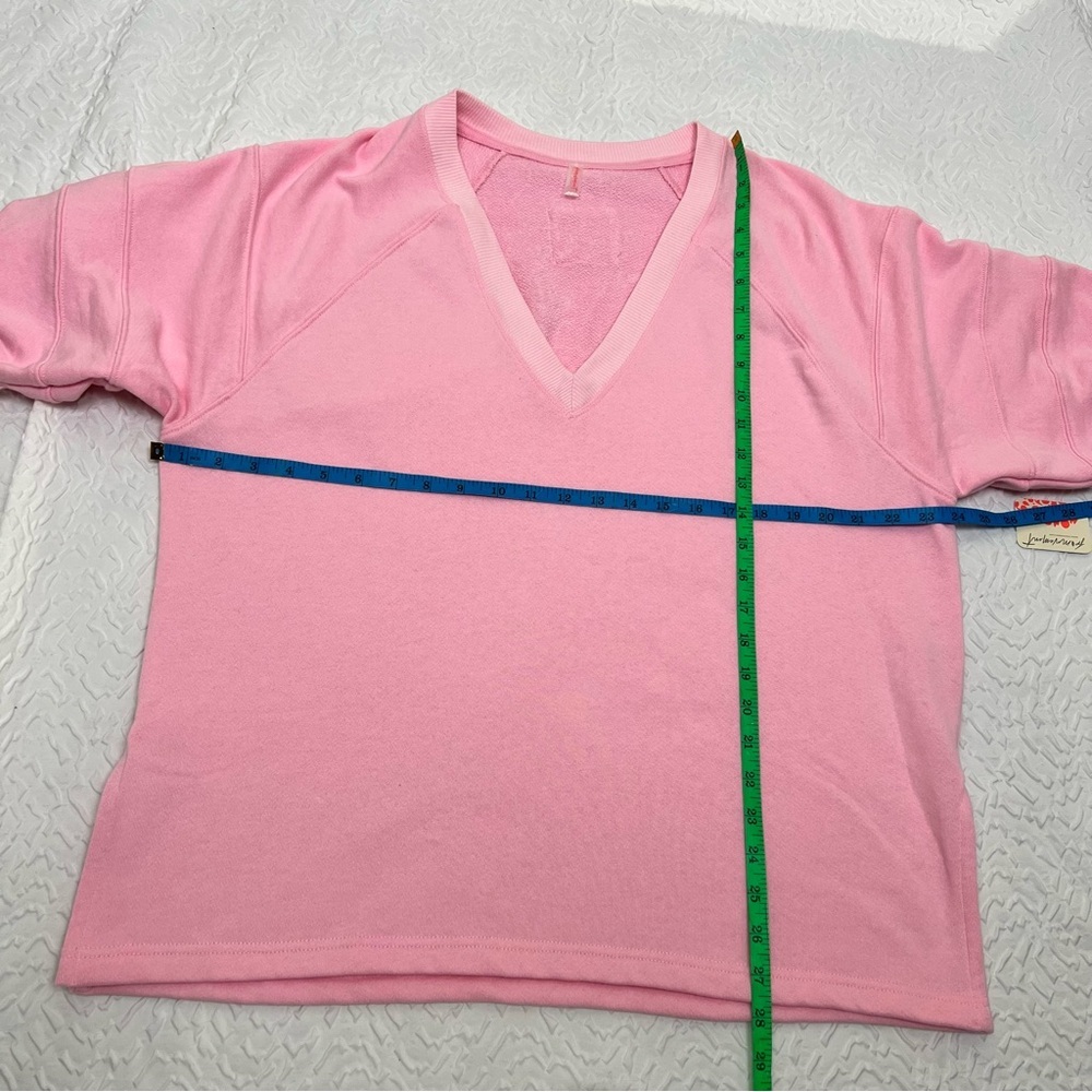 Free People Movement On The Run Sweatshirt Pink Oversized V-Neck S - Picture 4 of 9